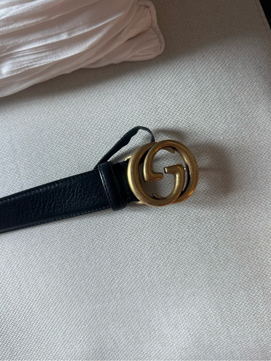 Gucci Accessories - Gucci Black Leather Belt with Aged Gold GG Buckle